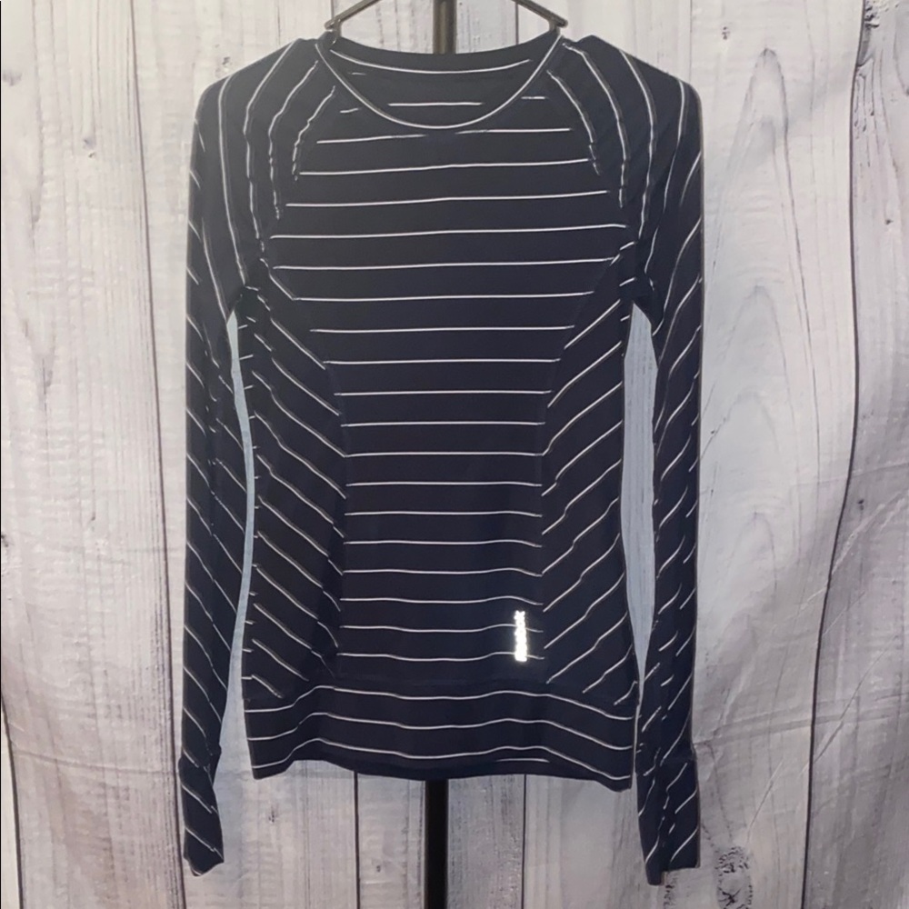 Women's Blue Striped Long Sleeve Top
